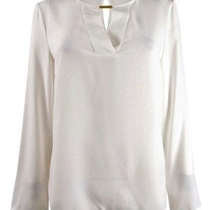 Tahari ASL Keyhole-Neck Blouse-Ivory
